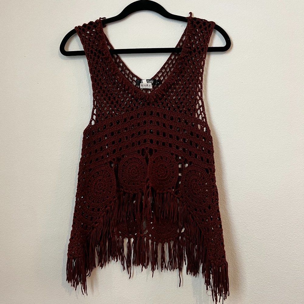 Miss Kelly 1999 Maroon Crocheted Tank
